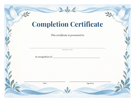 Preview of Certificate of Completion for Anger Management