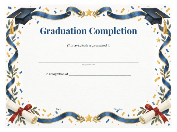 Preview of Certificate of Completion for Graduation